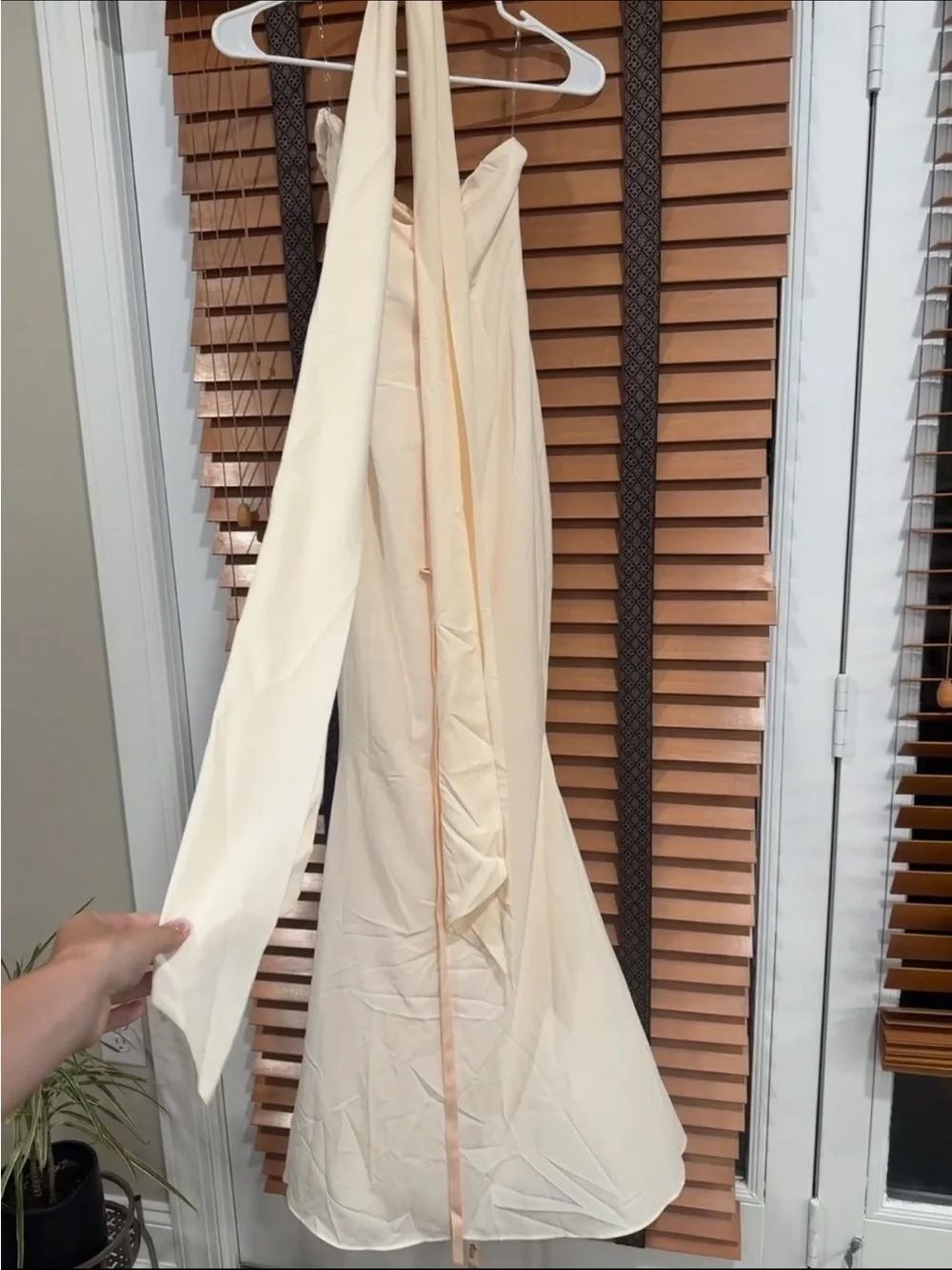 NWT Oh Polly Imogene Scarf-Detail Strapless Gown in Ivory - Picture 5 of 7